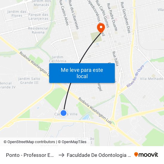 Ponto - Professor Edson Galvão to Faculdade De Odontologia De Araraquara map