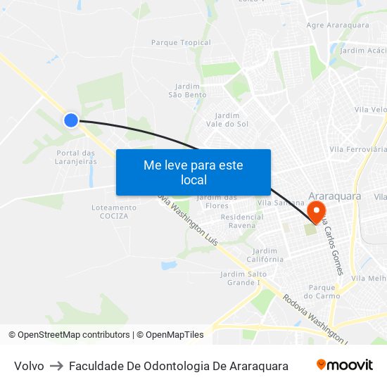 Volvo to Faculdade De Odontologia De Araraquara map