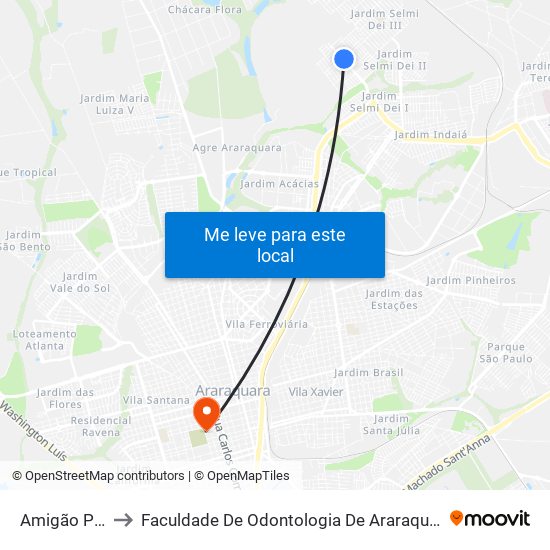 Amigão Pet to Faculdade De Odontologia De Araraquara map