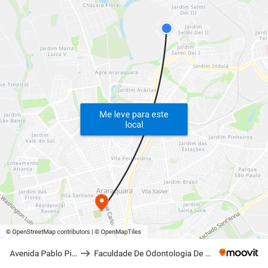 Avenida Pablo Picasso to Faculdade De Odontologia De Araraquara map