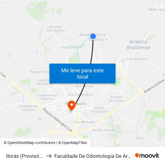 Ibirás (Provisório 3) to Faculdade De Odontologia De Araraquara map