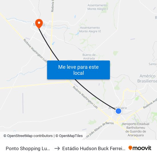 Ponto Shopping Lupo to Estádio Hudson Buck Ferreira map