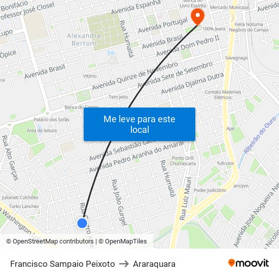 Francisco Sampaio Peixoto to Araraquara map