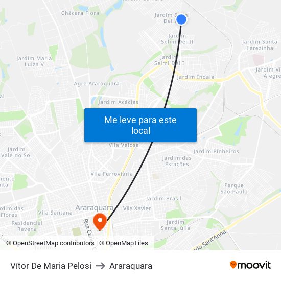 Vítor De Maria Pelosi to Araraquara map