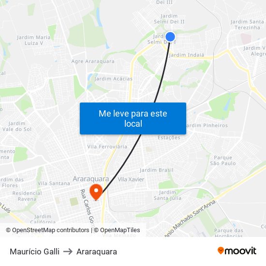 Maurício Galli to Araraquara map