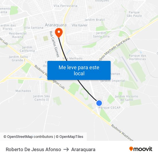 Roberto De Jesus Afonso to Araraquara map