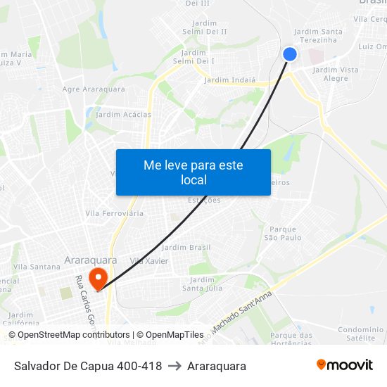 Salvador De Capua 400-418 to Araraquara map