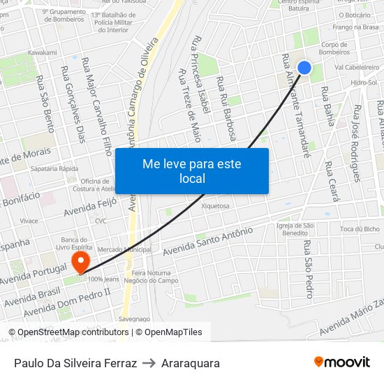 Paulo Da Silveira Ferraz to Araraquara map