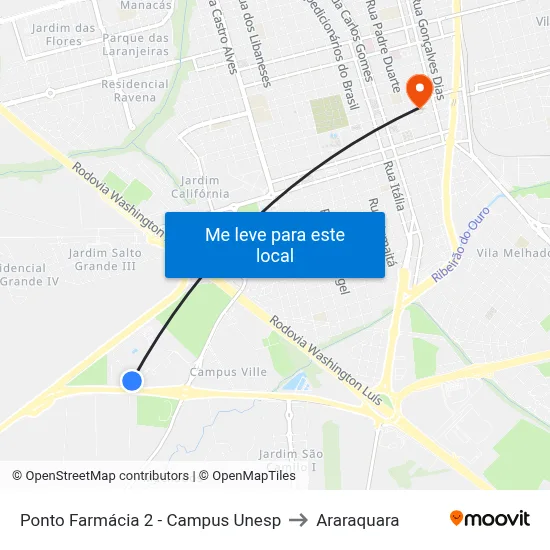 Ponto Farmácia 2 -  Campus Unesp to Araraquara map