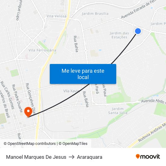 Manoel Marques De Jesus to Araraquara map