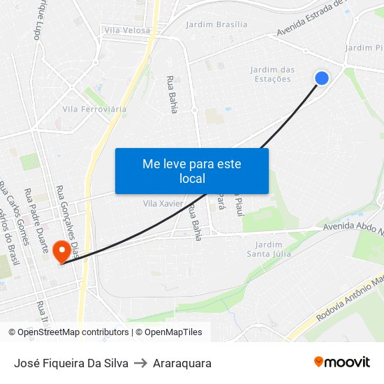 José Fiqueira Da Silva to Araraquara map