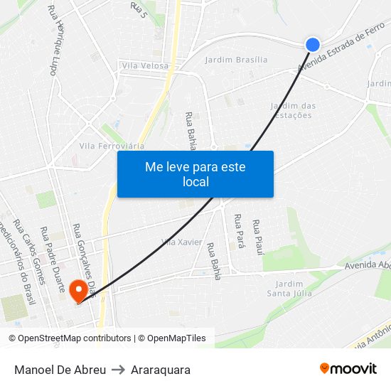 Manoel De Abreu to Araraquara map