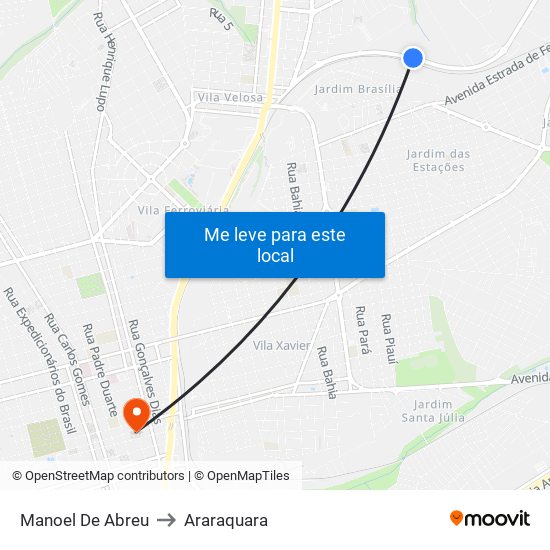 Manoel De Abreu to Araraquara map