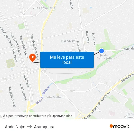 Abdo Najm to Araraquara map