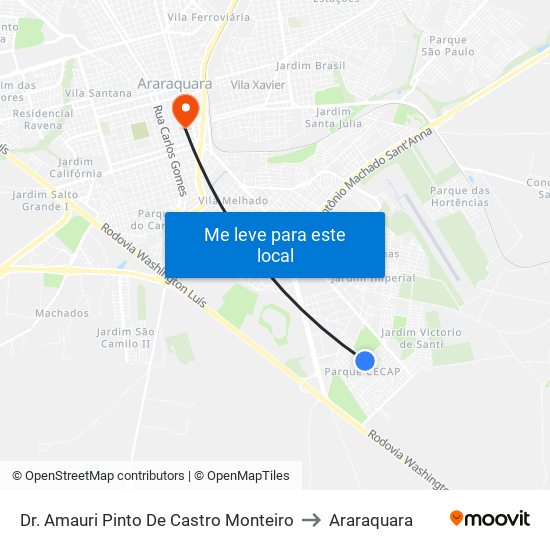 Dr. Amauri Pinto De Castro Monteiro to Araraquara map