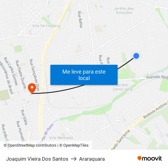 Joaquim Vieira Dos Santos to Araraquara map