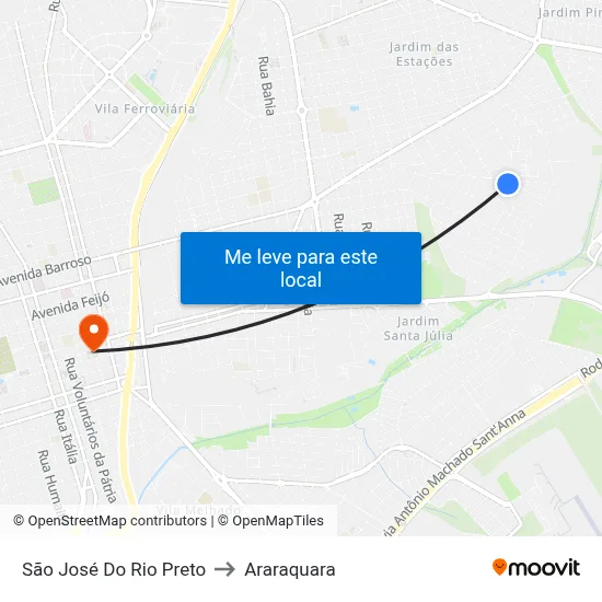 São José Do Rio Preto to Araraquara map