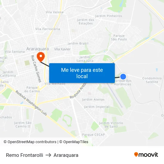 Remo Frontarolli to Araraquara map