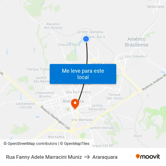 Rua Fanny Adele Marracini Muniz to Araraquara map