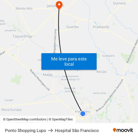 Ponto Shopping Lupo to Hospital São Francisco map