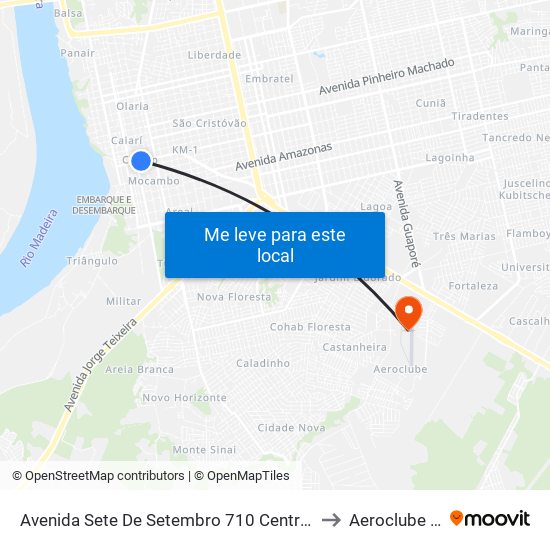 Avenida Sete De Setembro 710 Centro Porto Velho - Ro 78916-000 Brasil to Aeroclube De Rondônia map