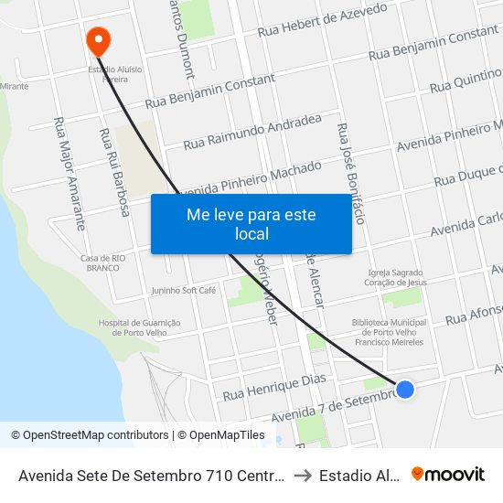 Avenida Sete De Setembro 710 Centro Porto Velho - Ro 78916-000 Brasil to Estadio Aluizio Ferreira map