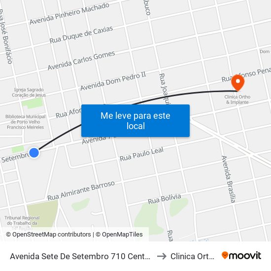 Avenida Sete De Setembro 710 Centro Porto Velho - Ro 78916-000 Brasil to Clinica Ortho & Implante map