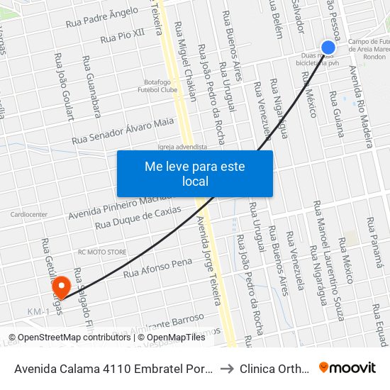 Avenida Calama 4110 Embratel Porto Velho - Ro 78905-230 Brasil to Clinica Ortho & Implante map