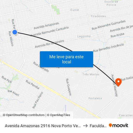 Avenida Amazonas 2916 Nova Porto Velho Porto Velho - Ro 78906-000 Brasil to Faculdade Uniron map