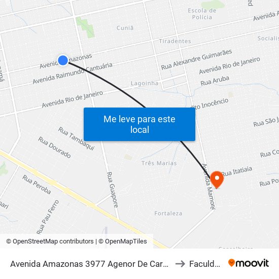 Avenida Amazonas 3977 Agenor De Carvalho Porto Velho - Ro 76820-260 Brasil to Faculdade Uniron map