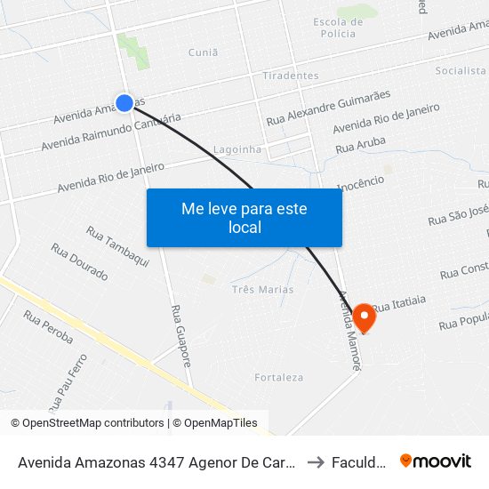 Avenida Amazonas 4347 Agenor De Carvalho Porto Velho - Ro 78910-000 Brasil to Faculdade Uniron map