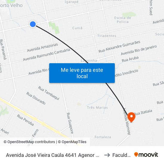 Avenida José Vieira Caúla 4641 Agenor De Carvalho Porto Velho - Ro 78909-490 Brasil to Faculdade Uniron map