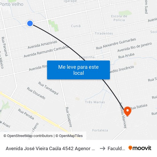 Avenida José Vieira Caúla 4542 Agenor De Carvalho Porto Velho - Ro 78909-490 Brasil to Faculdade Uniron map