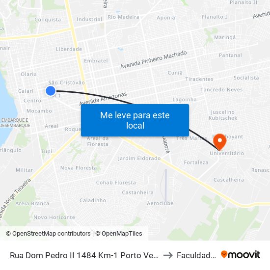 Rua Dom Pedro II 1484 Km-1 Porto Velho - Ro 76804-092 Brasil to Faculdade Uniron map