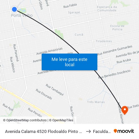 Avenida Calama 4520 Flodoaldo Pinto Porto Velho - Ro 78908-010 Brasil to Faculdade Uniron map
