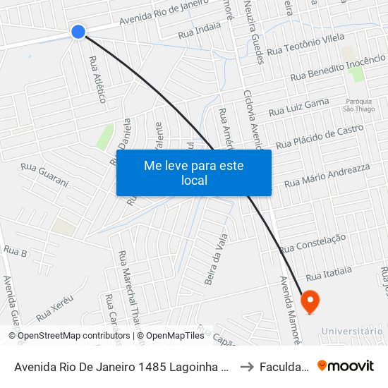 Avenida Rio De Janeiro 1485 Lagoinha Porto Velho - Ro 78910-793 Brasil to Faculdade Uniron map