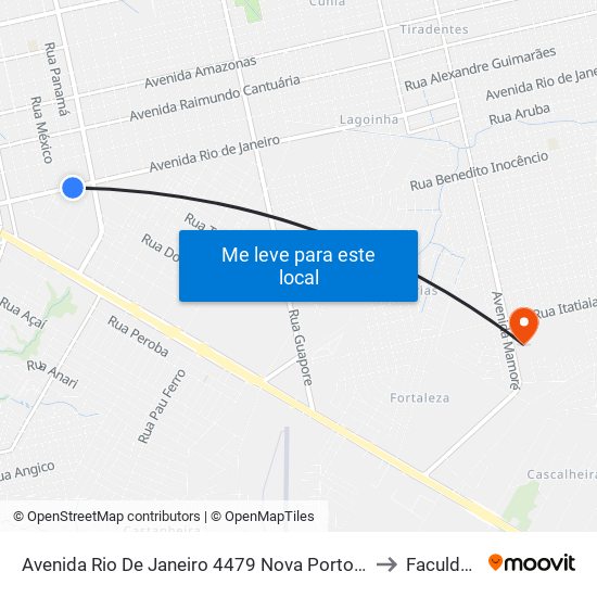 Avenida Rio De Janeiro 4479 Nova Porto Velho Porto Velho - Ro 76820-195 Brasil to Faculdade Uniron map