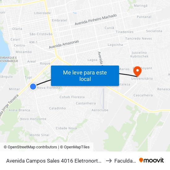 Avenida Campos Sales 4016 Eletronorte Porto Velho - Ro 76808-644 Brasil to Faculdade Uniron map