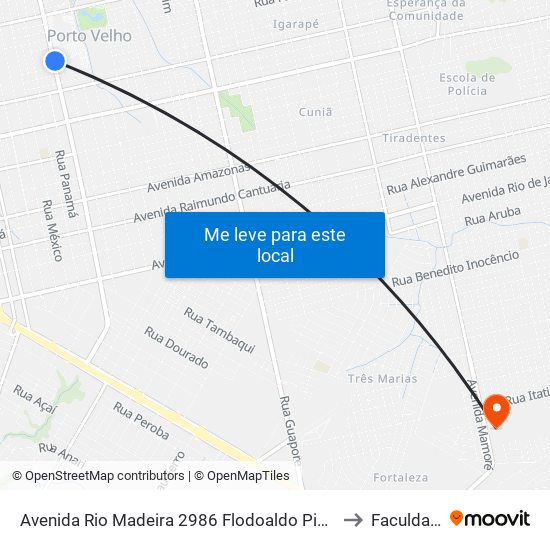 Avenida Rio Madeira 2986 Flodoaldo Pinto Porto Velho - Ro 78906-520 Brasil to Faculdade Uniron map