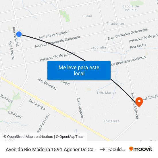 Avenida Rio Madeira 1891 Agenor De Carvalho Porto Velho - Ro 78906-520 Brasil to Faculdade Uniron map