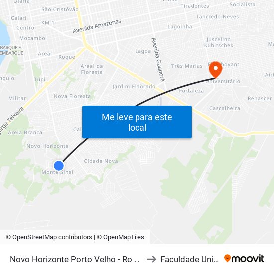 Novo Horizonte Porto Velho - Ro Brasil to Faculdade Uniron map
