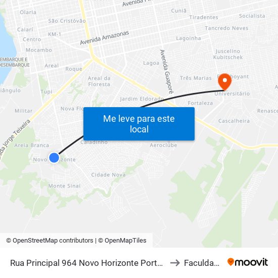 Rua Principal 964 Novo Horizonte Porto Velho - Ro 76810-160 Brasil to Faculdade Uniron map