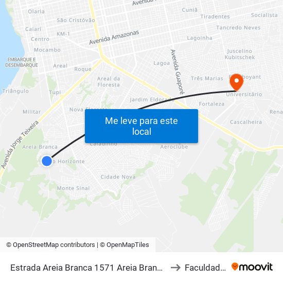 Estrada Areia Branca 1571 Areia Branca Porto Velho - Ro Brasil to Faculdade Uniron map