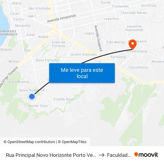 Rua Principal Novo Horizonte Porto Velho - Ro 76810-160 Brasil to Faculdade Uniron map