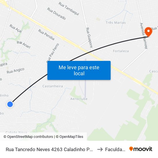 Rua Tancredo Neves 4263 Caladinho Porto Velho - Ro 78913-050 Brasil to Faculdade Uniron map