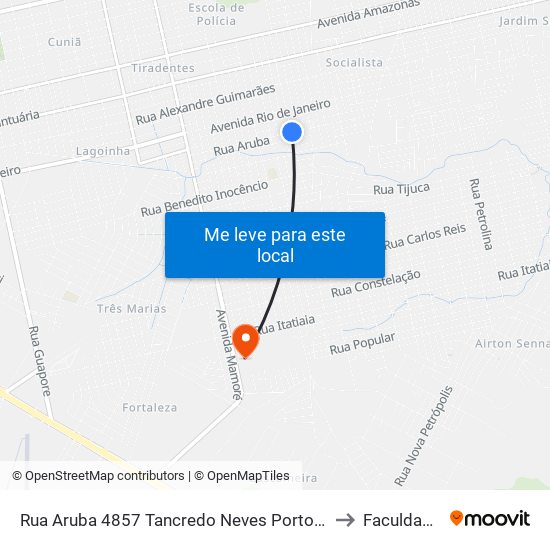 Rua Aruba 4857 Tancredo Neves Porto Velho - Ro 78910-521 Brasil to Faculdade Uniron map