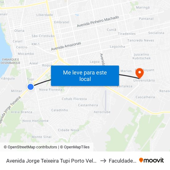 Avenida Jorge Teixeira Tupi Porto Velho - Rondônia Brasil to Faculdade Uniron map