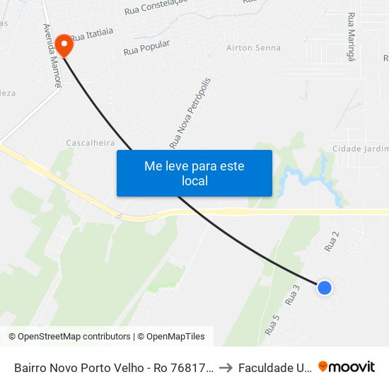 Bairro Novo Porto Velho - Ro 76817-001 Brasil to Faculdade Uniron map