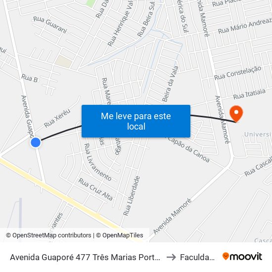 Avenida Guaporé 477 Três Marias Porto Velho - Ro 78918-791 Brasil to Faculdade Uniron map