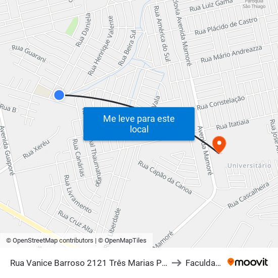 Rua Vanice Barroso 2121 Três Marias Porto Velho - Ro 76812-658 Brasil to Faculdade Uniron map